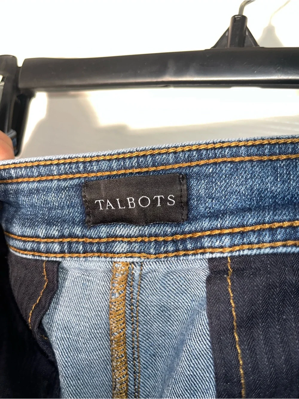 Women’s Talbots High Rise Wide Leg Sailor Jeans Dark Fleet Wash Button Size 14
